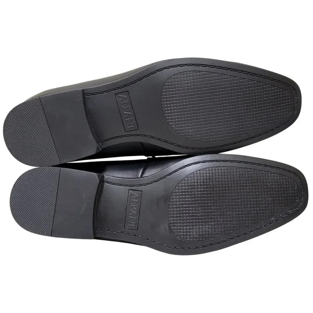 Alfani Men Slip On Penny Loafers Parkerr Size US 9.5M Black Smooth Faux Leather